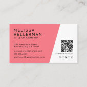 Rosa Professionelles Foto QR-Code Ihr Logo Visitenkarte (Rückseite)