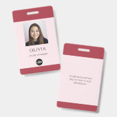 Rosa professionelles kleines Geschäftsphoto-Logo Ausweis (Vorder- & Rückseite)