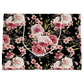 Rosa Profusion - Schwarzer Hintergrund Große Geschenktüte (Vorderseite)
