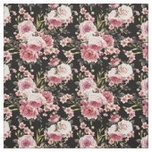 Rosa Profusion - Schwarzer Hintergrund Stoff (Muster)