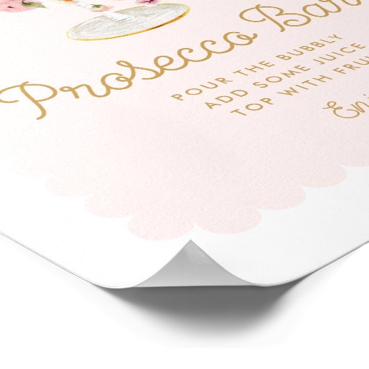 Rosa Prosecco Bar Brautparty Signatur Poster (Ecke)