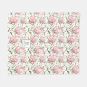 Rosa Protea-Blumen-Monogramm-Fliesblanket Fleecedecke (Vorderseite (Horizontal))
