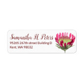 Rosa Protea-Blumen-Rücksende-Adressetiketten (Vorne)