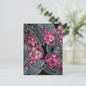 Rosa Protea exotische Blume Postkarte (Stehend Vorderseite)