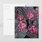 Rosa Protea exotische Blume Postkarte (Vorne/Hinten)
