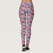 Rosa Protea Grünes Leaf Multiprint-Leggings Leggings (Rückseite)