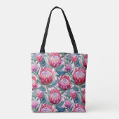 Rosa Protea Grünes Leaf Multiprint-Leggings Tasche (Rückseite)