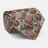 Rosa Protea Stickerei Blumenmuster Krawatte (Gerollt)