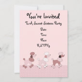 Rosa Pudel auf Parade-Einladung Einladung (Vorderseite)