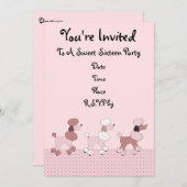 Rosa Pudel auf Parade-Einladung Einladung (Vorne/Hinten)