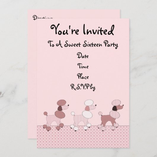 Rosa Pudel auf Parade-Einladung Einladung (Vorne/Hinten)