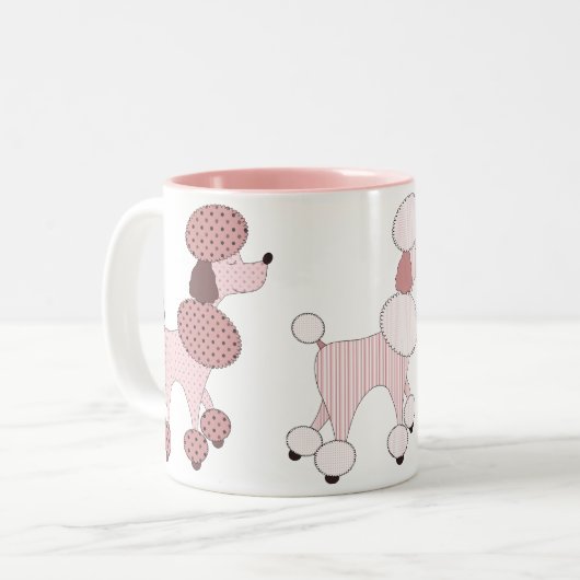 Rosa Pudel auf Parade-Tasse Zweifarbige Tasse (Vorderseite Links)