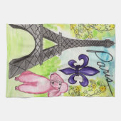 Rosa Pudel in Paris Handtuch (Horizontal)