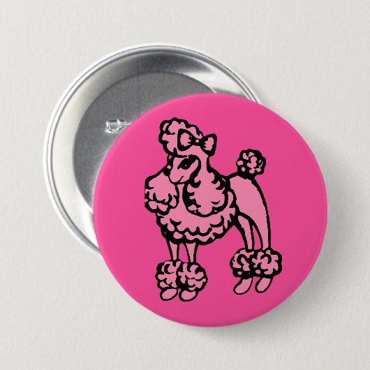Rosa Pudel-Knopf Button (Vorne & Hinten)