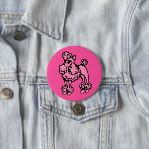 Rosa Pudel-Knopf Button