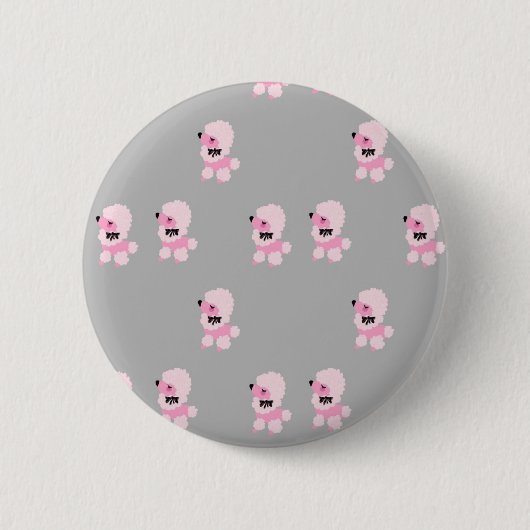 Rosa Pudel-Knopf-Button Button (Vorderseite)