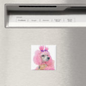 Rosa Pudel-Magnet, Pudel-Dekor Magnet (In Situ (Geschirrspüler))