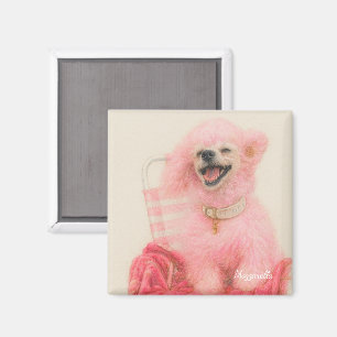 Rosa Pudel-Magnet, Pudel-Dekor Magnet