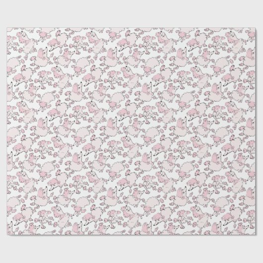 Rosa Pudel-Muster Geschenkpapier (Flach)
