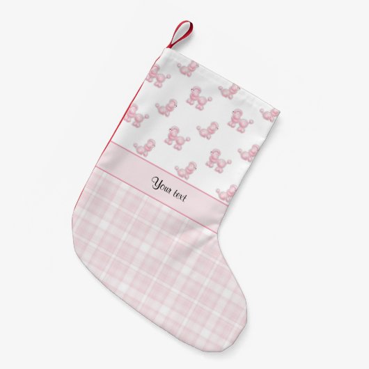 Rosa Pudel u. rosa Karos Kleiner Weihnachtsstrumpf (Vorderansicht (hängend))