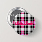 Rosa Punk - rosa karierter Knopf Button (Vorne & Hinten)