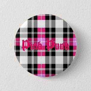 Rosa Punk - rosa karierter Knopf Button