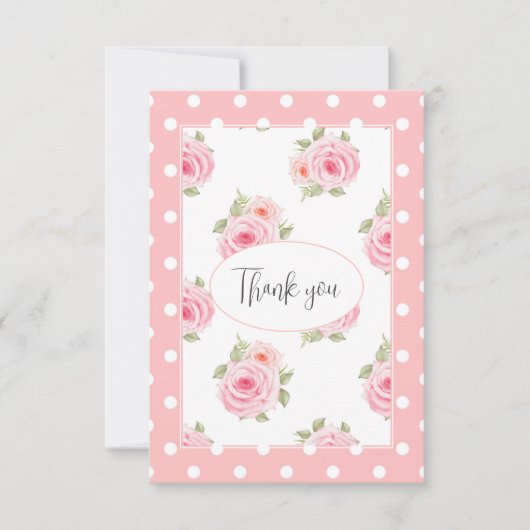 Rosa Punkt Aquarell Dankeskarte (Vorderseite)