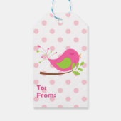 Rosa Punkt Bird Birthday Getweetet Geschenkanhänger (Rückseite)