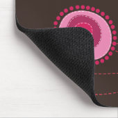 Rosa Punkt-Blumen u. glückliches Vogel-Muster Mousepad (Ecke)