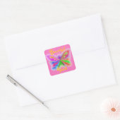 Rosa Punkt Butterfly Quadratischer Aufkleber (Umschlag)