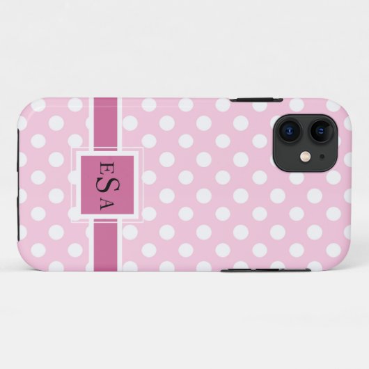 Rosa Punkt Monogram Niedlich Modern Case-Mate iPhone Hülle (Rückseite (Horizontal))