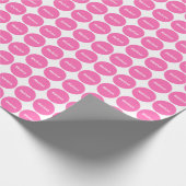 Rosa Punkt-Muster auf Weiß mit Namen Geschenkpapier (Ecke)