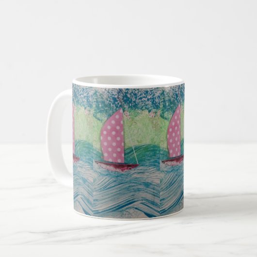 Rosa Punkt Sail Kaffeetasse (Vorderseite Links)