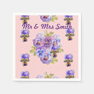 Rosa Punkt Shabby Chic Stiefmütterchen Dekor Servi Serviette
