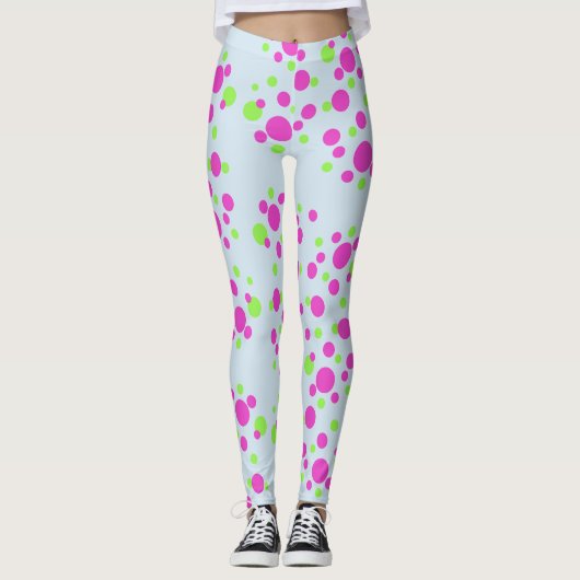 Rosa Punkte auf hellblau - Leggings (Vorderseite)