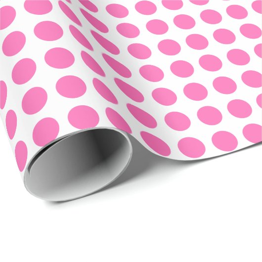 Rosa Punkte auf weißem Wrapping Paper Geschenkpapier (Rolleneckpunkt)