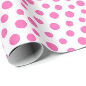 Rosa Punkte auf weißem Wrapping Paper Geschenkpapier (Rolleneckpunkt)