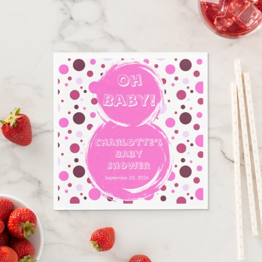Rosa Punkte Baby-Party Papier Serviette (Beispiel)