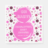 Rosa Punkte Baby-Party Papier Serviette (Vorderseite)