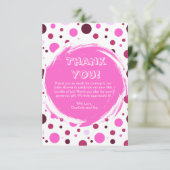 Rosa Punkte Baby Shower Dankeskarten (Stehend Vorderseite)