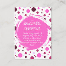 Rosa Punkte Baby Shower Windel-Raffle-Ticket