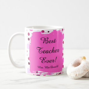 Rosa Punkte beste Lehrerin jemals Geschenk Kaffeetasse