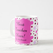 Rosa Punkte beste Lehrerin jemals Geschenk Kaffeetasse (Vorderseite Links)