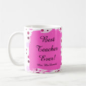 Rosa Punkte beste Lehrerin jemals Geschenk Kaffeetasse (Links)