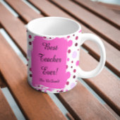 Rosa Punkte beste Lehrerin jemals Geschenk Kaffeetasse