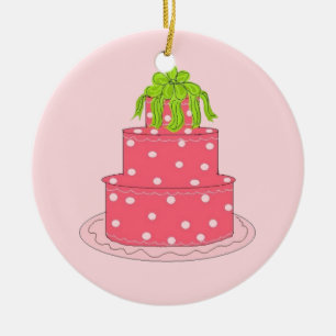 Rosa Punkte-Designer-Torte Keramikornament