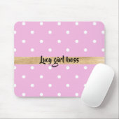 rosa Punkte editable Personalisierung Mousepad (Mit Mouse)