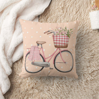 Rosa Punkte-Fahrradkissen, süße Vintage-Dekoration Kissen