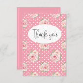 Rosa Punkte flatter Danke Karte (Vorne/Hinten)