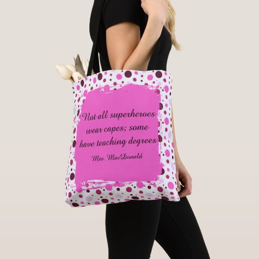Rosa Punkte-Lehrerdankeschön-Geschenk Tasche (Von Nahem)